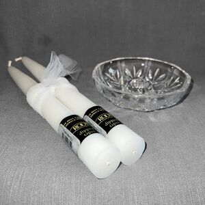 Clear Crystal Taper Candle Holder & Candles